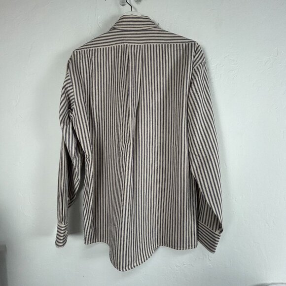 The Stronghold Mens Striped Button-Up Shirt Large Long Sleeve Blue white Pockets - Picture 2 of 7